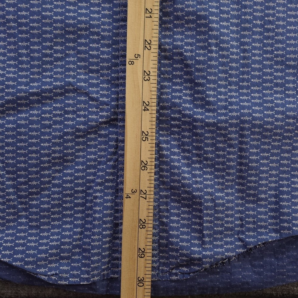 Vineyard Vines Slim Fit Murray Shirt Large Blue Fish Bones Geometric Long Sleeve - Picture 6 of 8